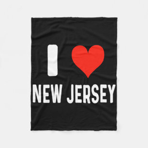 I Love New Jersey - Heart - Travel Vacation Souven Fleece Blanket