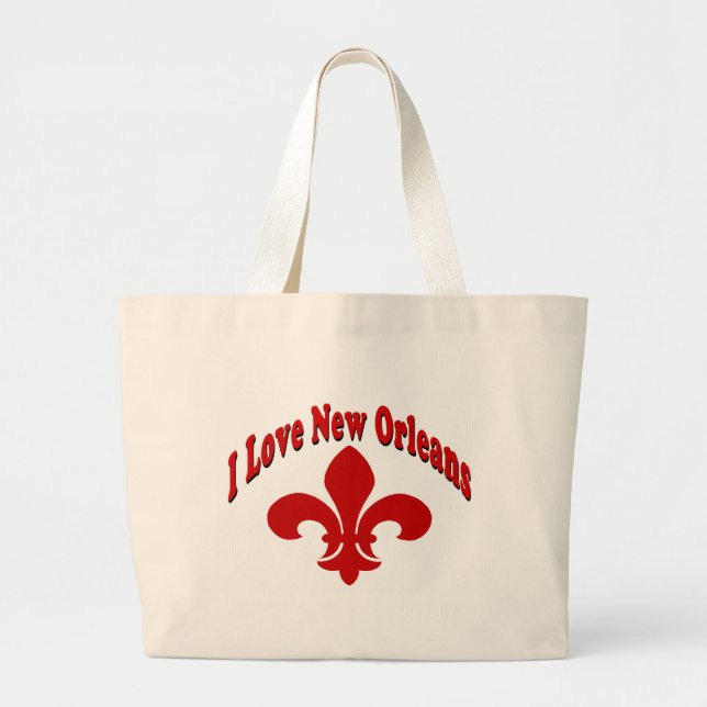 I Love New Orleans Fleur De Lis Large Tote Bag (Front)