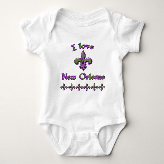I Love New Orleans T shirts, Mugs, Buttons Baby Bodysuit (Front)