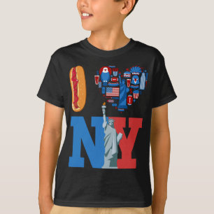 I Love New York NY souvenir Gift Hot dogs pizza fo T-Shirt