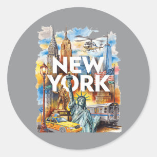 I Love New York Nyc Manhattan Vacation Trip Design Classic Round Sticker