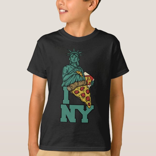 I Love New York Pizza Statue Of Liberty USA Americ T-Shirt (Front)