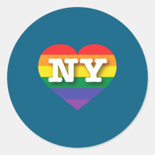 I Love New York Rainbow Heart _1 Classic Round Sticker