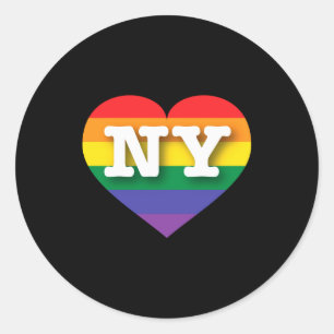 I Love New York Rainbow Heart  Classic Round Sticker