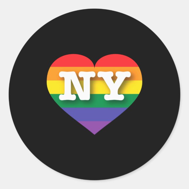 I Love New York Rainbow Heart  Classic Round Sticker (Front)