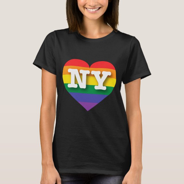 I Love New York Rainbow Heart  T-Shirt (Front)