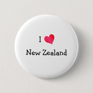 I Love New Zealand 6 Cm Round Badge