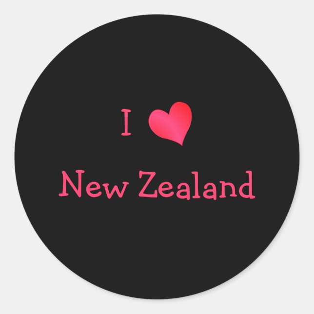 I Love New Zealand Classic Round Sticker (Front)