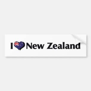 I Love New Zealand Flag Bumper Sticker