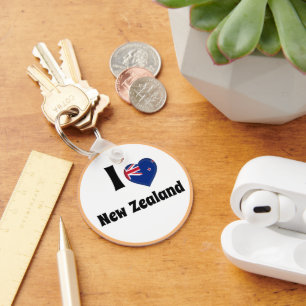 I love New Zealand & Heart country, travel /sports Key Ring