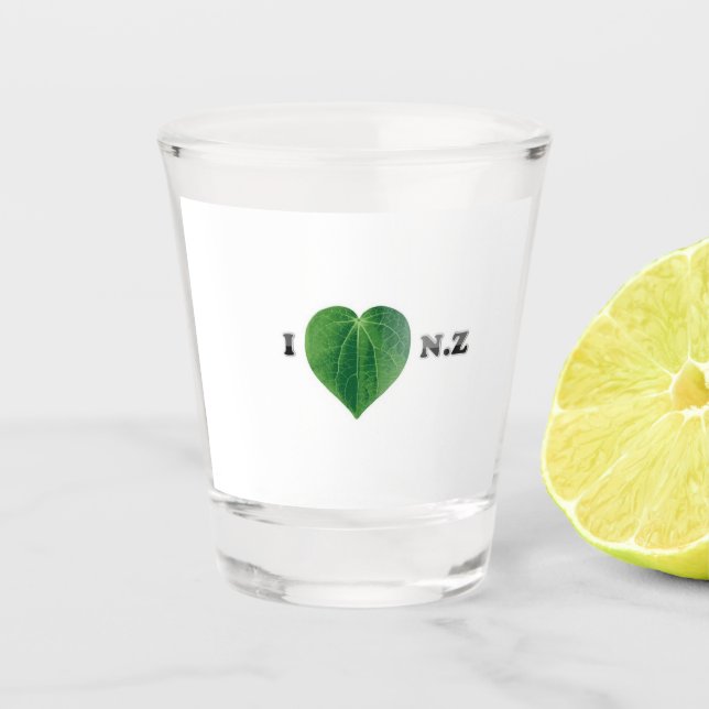 I love New Zealand - Kawakawa Shotglass Shot Glass (Front)