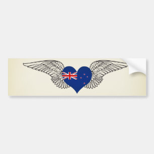 I Love New Zealand -wings Bumper Sticker