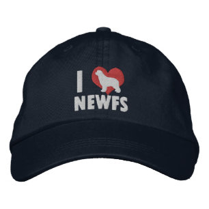 I Love Newfs Embroidered Hat (Dark)
