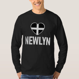 I Love Newlyn Cornwall Flag Heart Saint Piran Corn T-Shirt