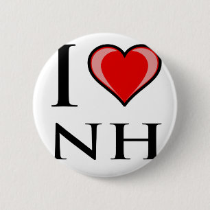 I Love NH - New Hampshire 6 Cm Round Badge