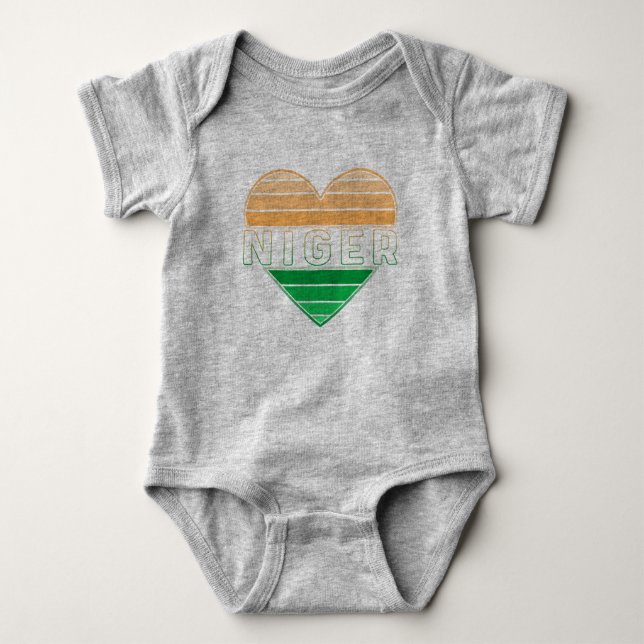 I Love Niger, Nigerien Heart Baby Bodysuit (Front)