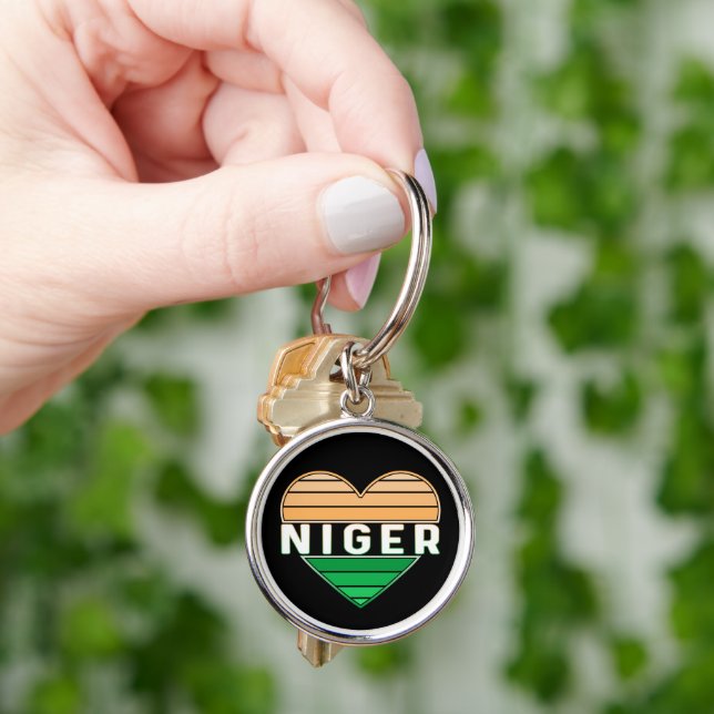 I Love Niger, Nigerien Heart Key Ring (Hand)