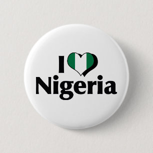 I Love Nigeria Flag 6 Cm Round Badge