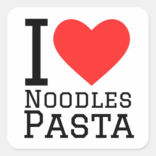 I love noodles pasta  square sticker (Front)