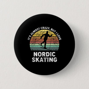 I Love Nordic Skating Ice Sports Lover Best Holida 6 Cm Round Badge