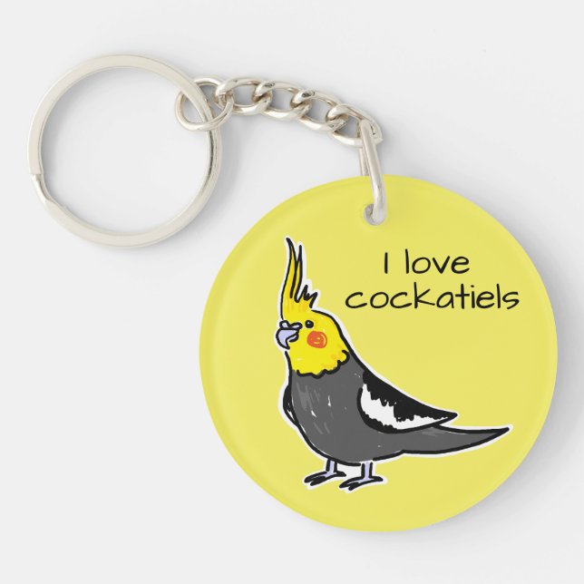 I Love Normal Grey Cockatiels Key Ring (Front)