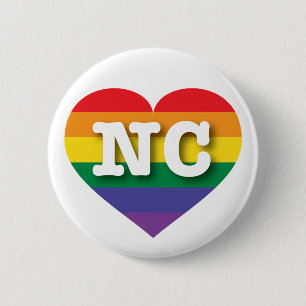 I Love North Carolina Rainbow Heart 6 Cm Round Badge