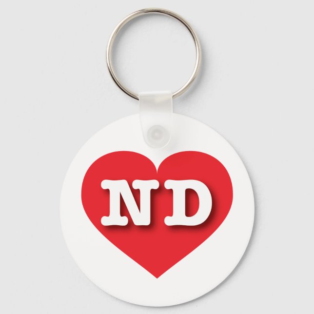 I love North Dakota - ND red heart Key Ring (Front)