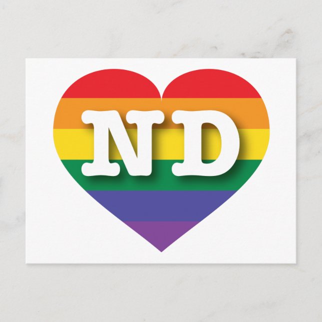 I Love North Dakota Rainbow Heart Postcard (Front)