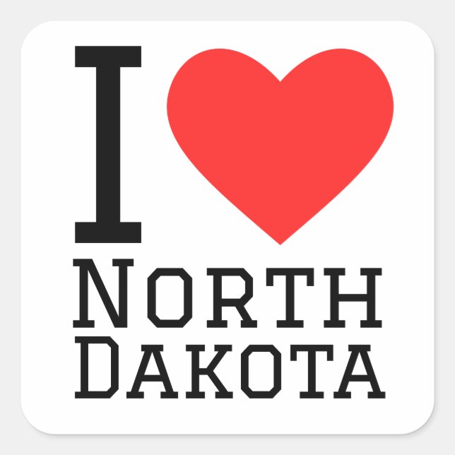 I love North Dakota  Square Sticker (Front)