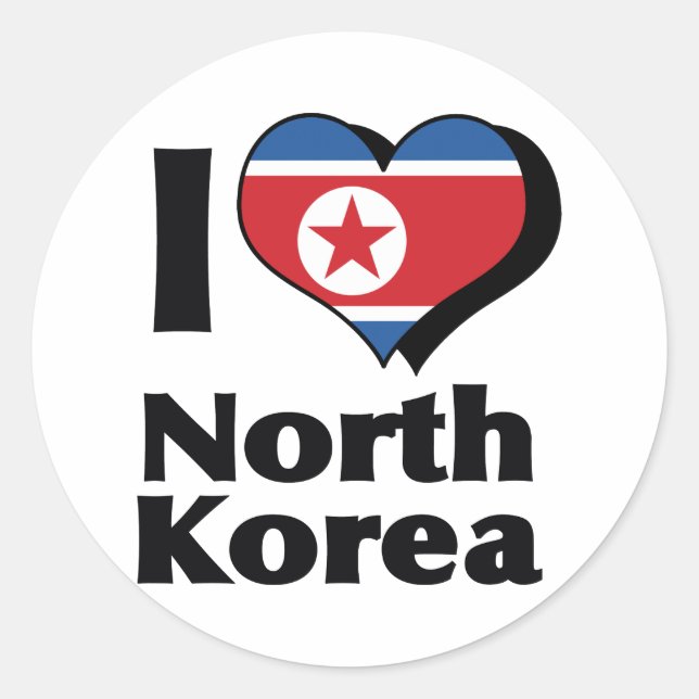I Love North Korea Flag Classic Round Sticker (Front)
