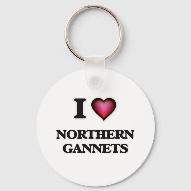 I Love Northern Gannets Key Ring (Front)