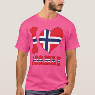 I Love Norway Proud To Be Norwegian Cool Flag Hear T-Shirt