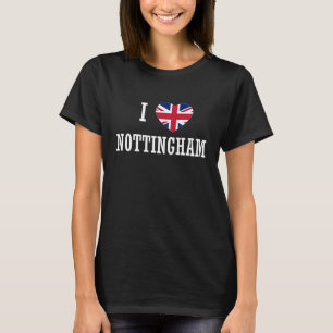 I Love Nottingham England Union Jack Flag Heart En T-Shirt