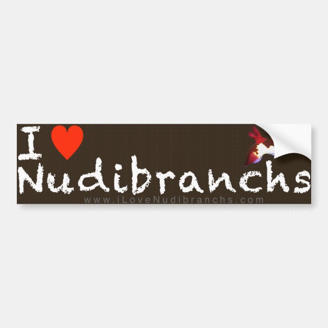 I Love Nudibranchs Bumper Sticker (Front)