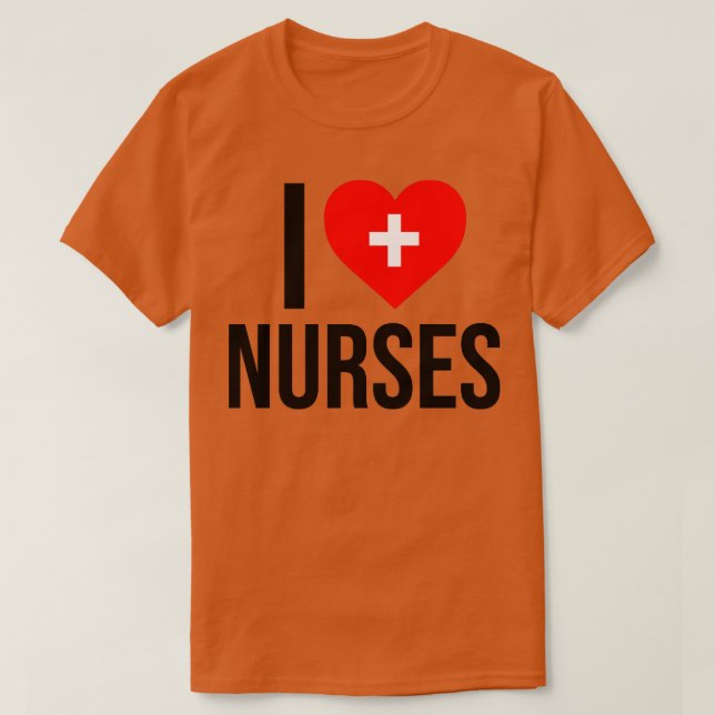 I Love Nurses Medical Heart Cross  T-Shirt (Design Front)