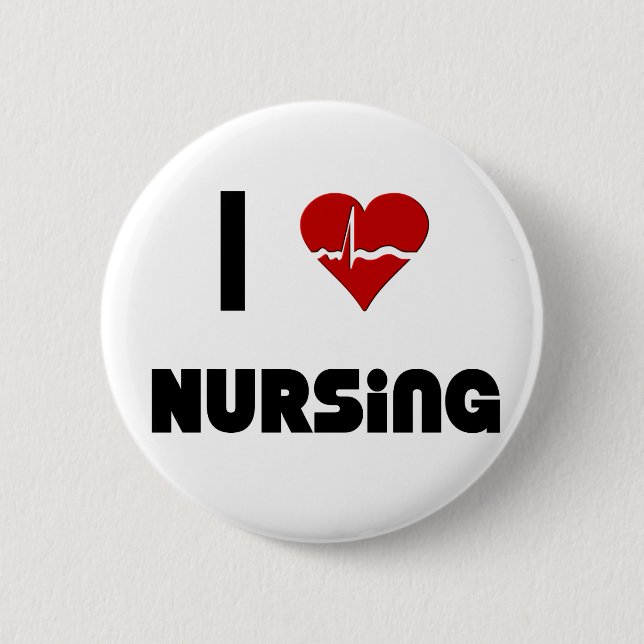 I Love Nursing 6 Cm Round Badge (Front)