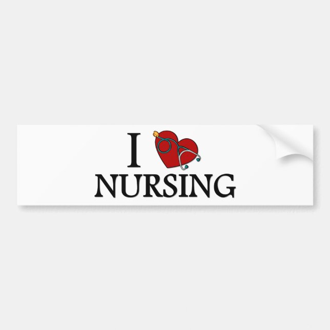 I Love Nursing Bumper Sticker (Front)
