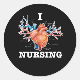 I Love Nursing Heart Anatomy Medical Classic Round Sticker