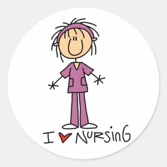I Love Nursing T-shirts and Gifts Classic Round Sticker (Front)
