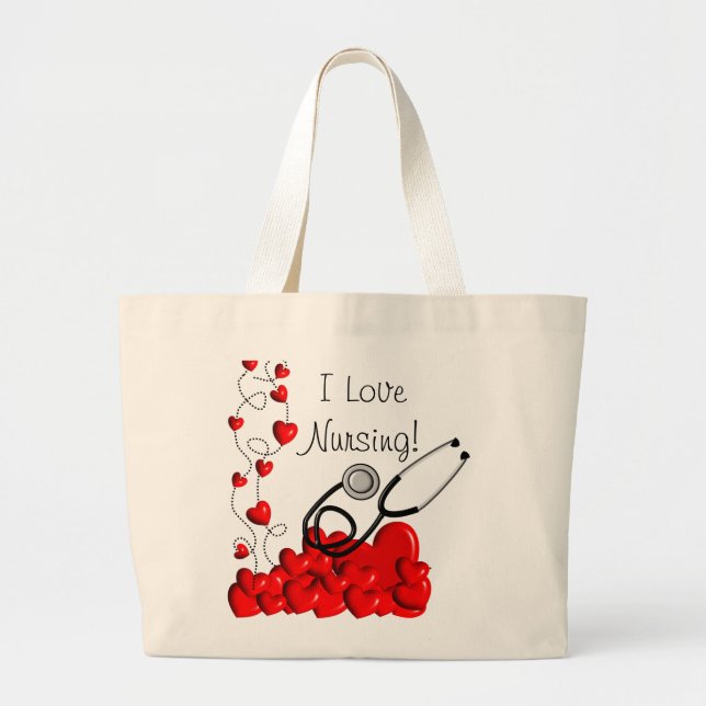 I Love Nursing Tote Bag (Front)