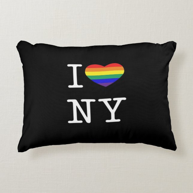 I Love NY - Gay Pride Rainbow Heart Classic Decorative Cushion (Front)