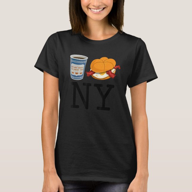 I Love Ny New York Bacon Egg And Cheese And Coffee T-Shirt (Front)
