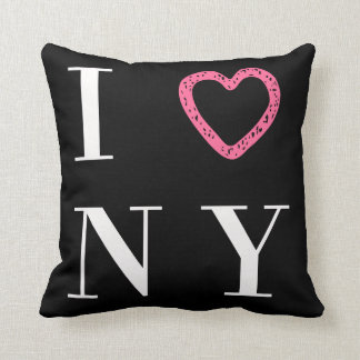I Love NY reversible pillow - black, white, pink