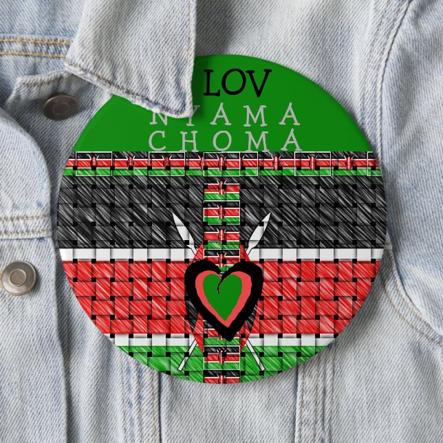 I Love Nyama Choma Kenya barbecue meat   6 Cm Round Badge (In Situ)