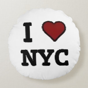 I Love NYC heart Round Cushion