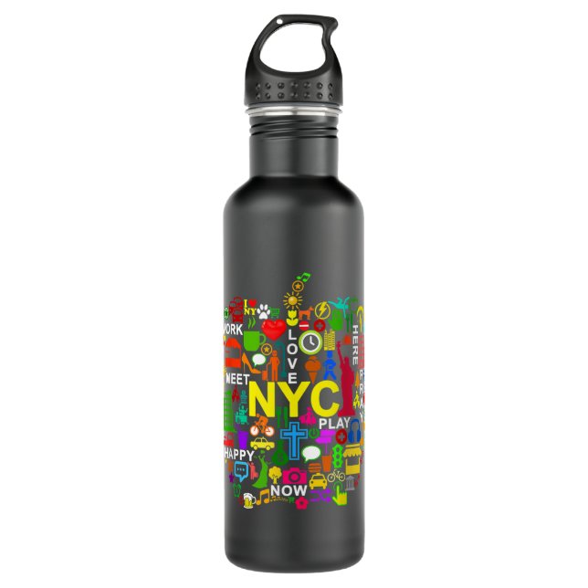 I LOVE NYC s NEW YORK CITY BIG APPLE 710 Ml Water Bottle (Front)