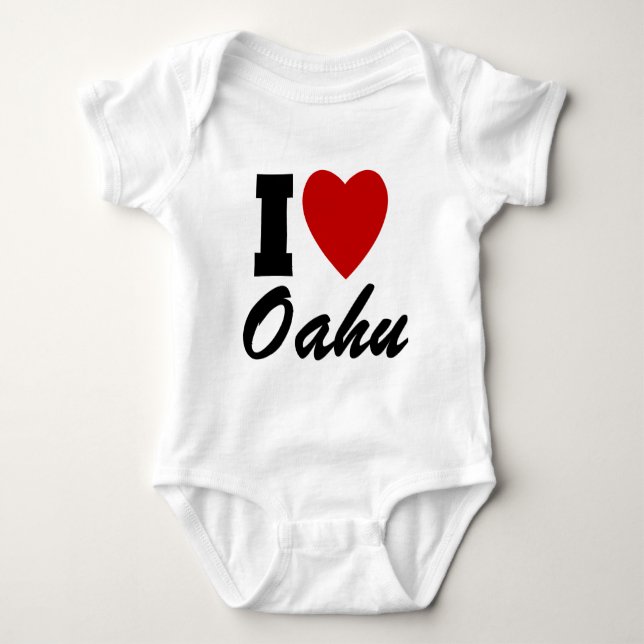 I Love Oahu Baby Bodysuit (Front)