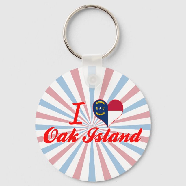 I Love Oak Island, North Carolina Key Ring (Front)