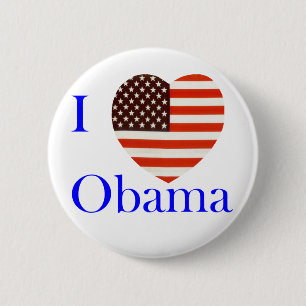 I Love Obama Button
