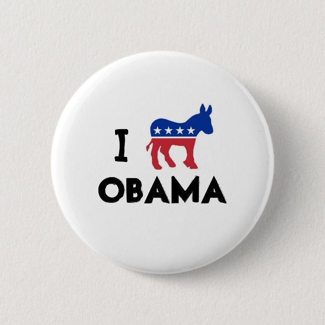 I Love Obama Donkey Button (Front)